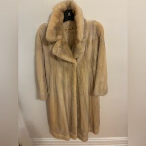 Long Ivory Mink genuine fur coat stunning